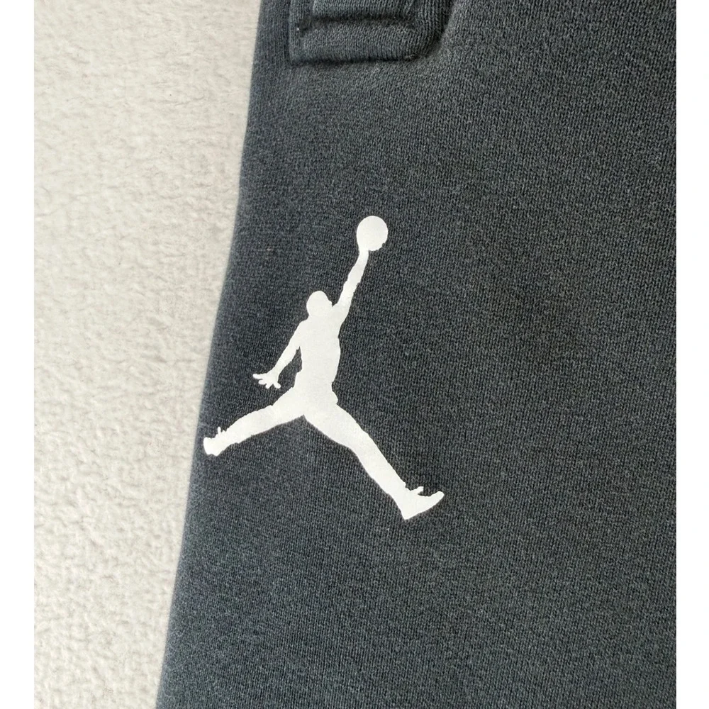 Jordan Sweatpants Mens‎ Large Black Graphic Jumpman Joggers Fleece Faded
